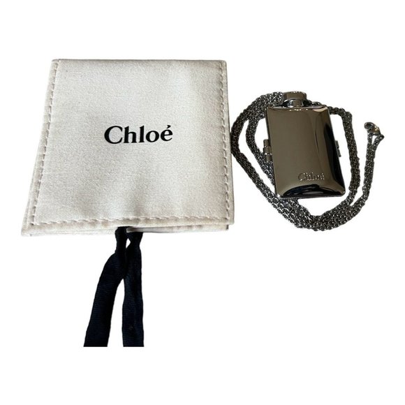 CHLOE: Chloe Logo Silver Tone Bottle Pendant Necklace #1141 - Picture 4 of 9